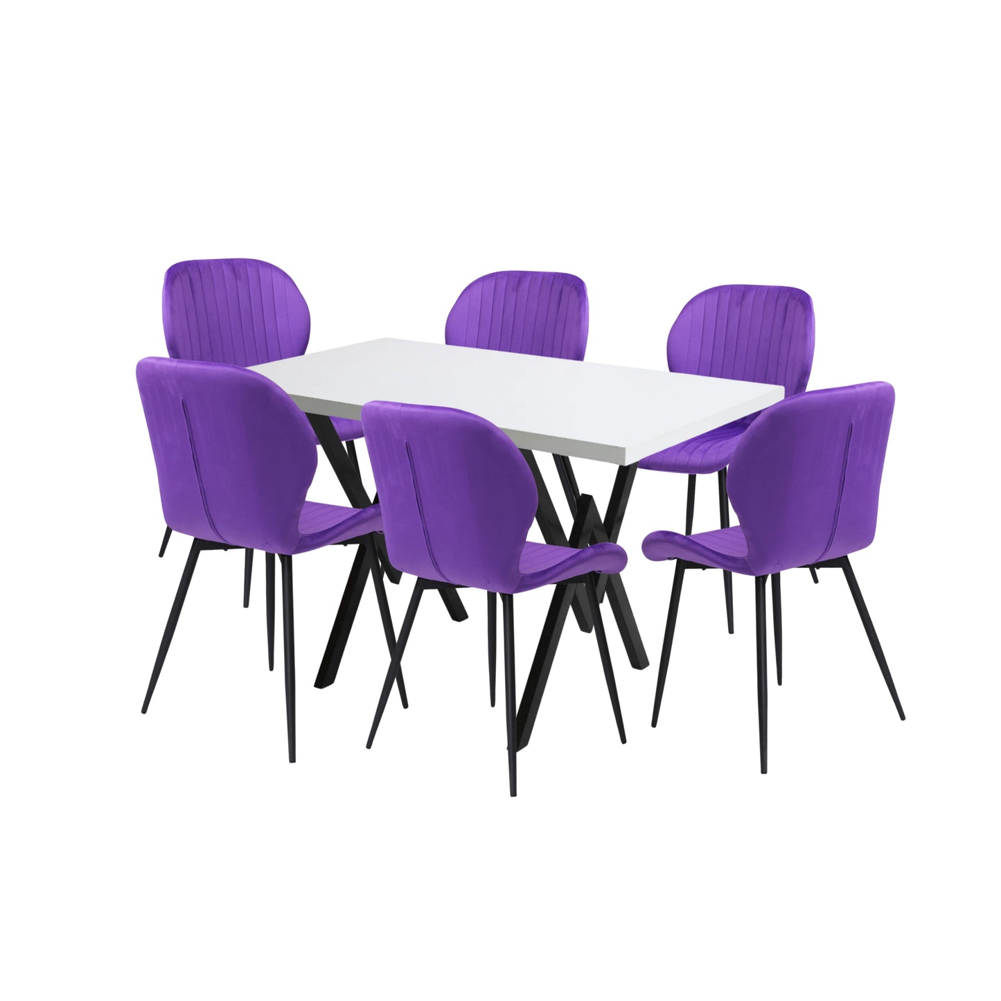 Маса Стела бяла с 6 стола Естера