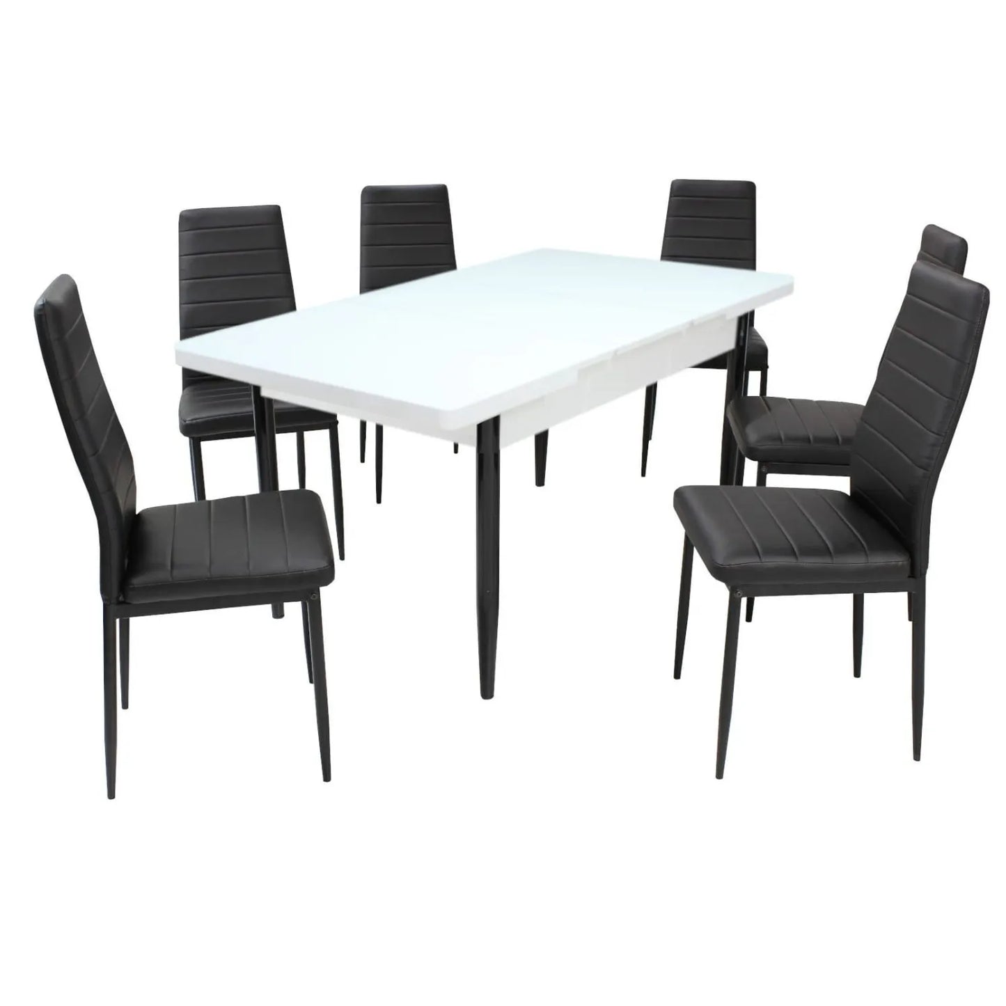 Бял Гланц Маса С 6 Стола Оскар