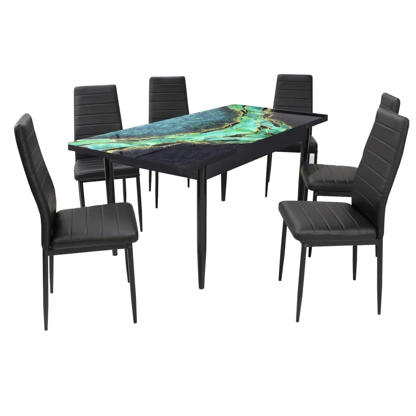 Cyristal Стъклена Маса С 6 Стола Оскар