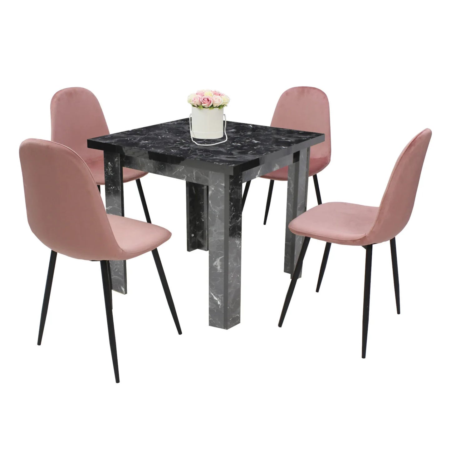 Черен мрамор маса Vero с4 Стола Paradise