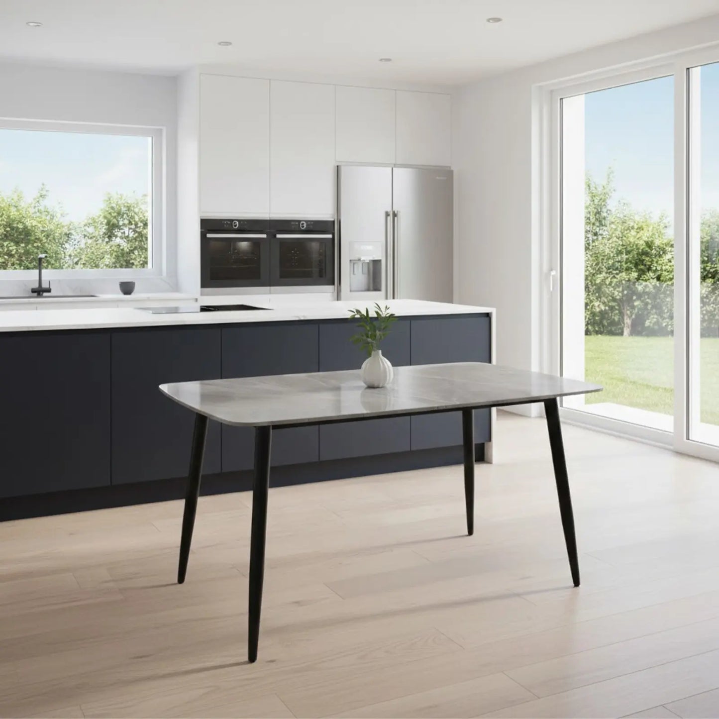 Комплект фиксирана маса Atlas Сив Мрамор с 4 стола Velto