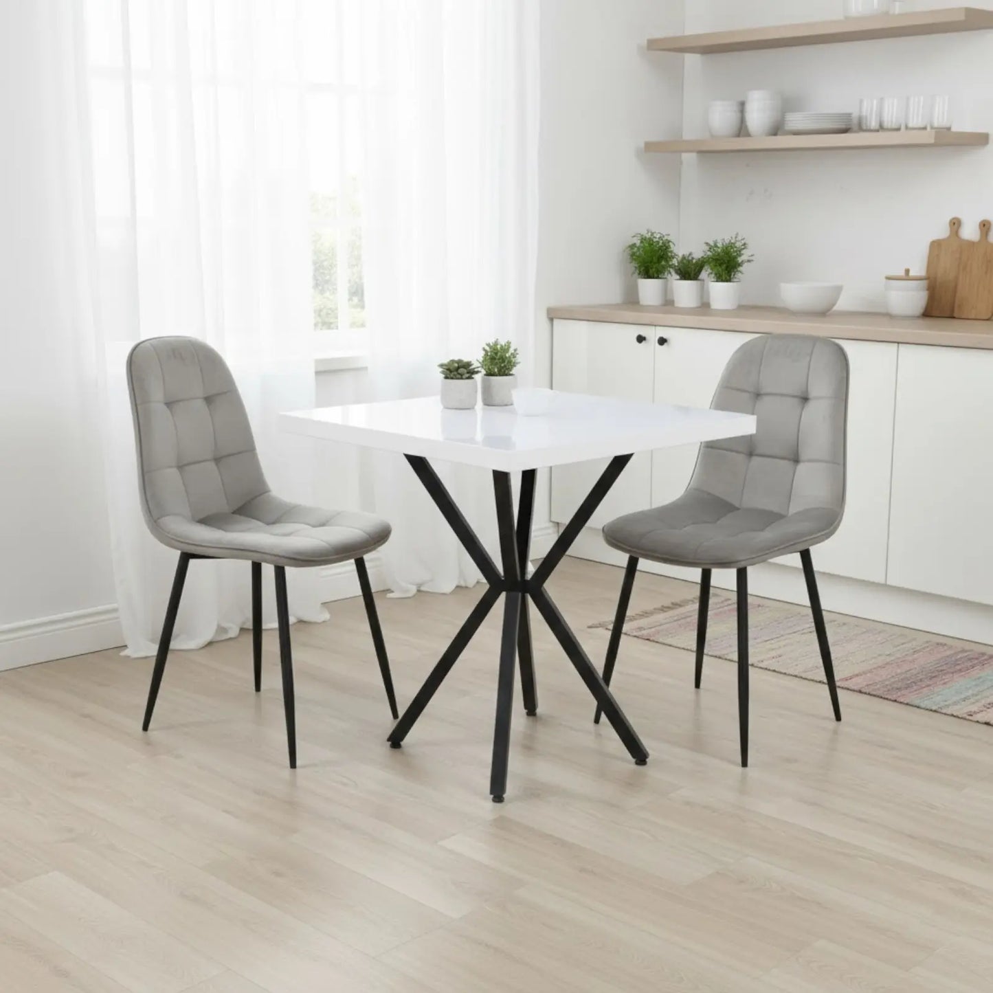 Квадратна маса Маса Artex Бял с2 Стола Ливо