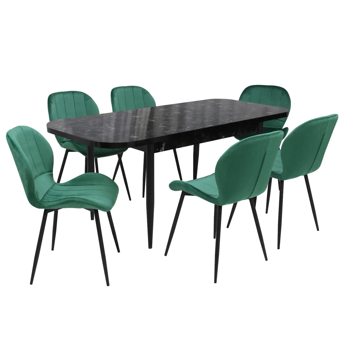 Маса Виена Черен Мрамор с6 стола Топаз