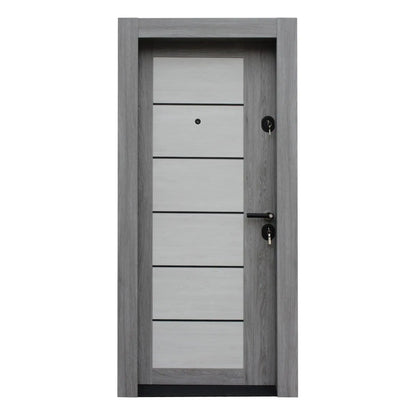 Метална врата с MDF Artis 505 – Състарено Бяло / Състарено Сиво