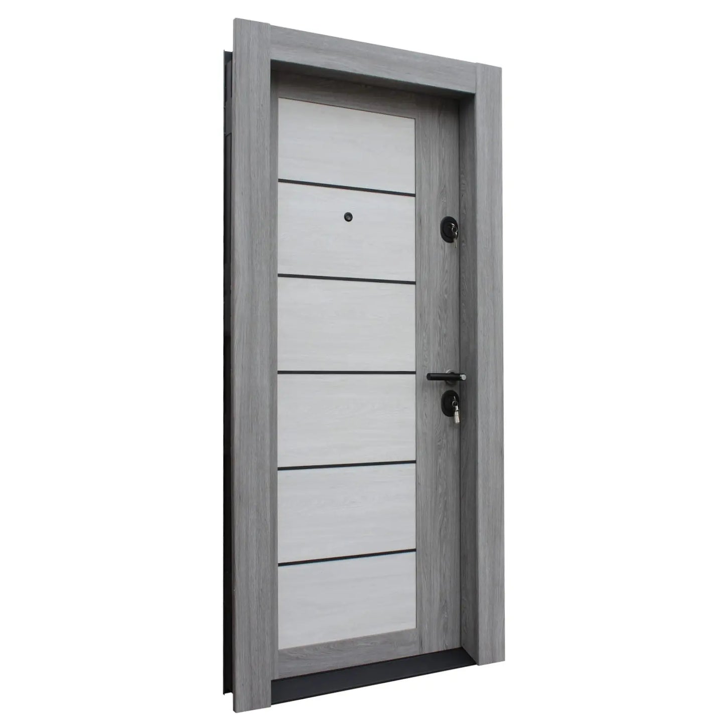 Метална врата с MDF Artis 505 – Състарено Бяло / Състарено Сиво