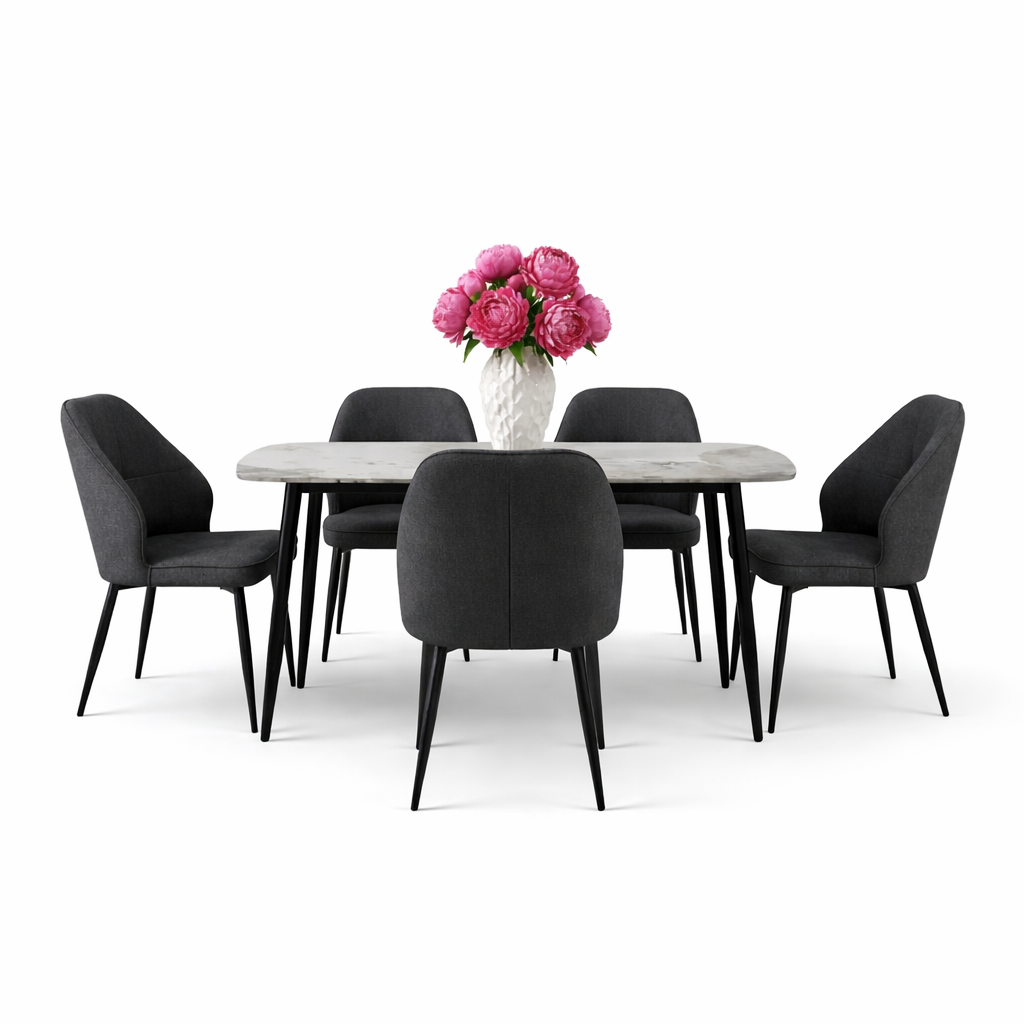 Комплект фиксирана маса Atlas Кафяв Мрамор с 4 стола Velto