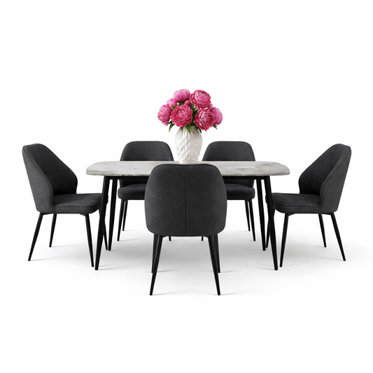 Комплект фиксирана маса Atlas Кафяв Мрамор с 4 стола Velto