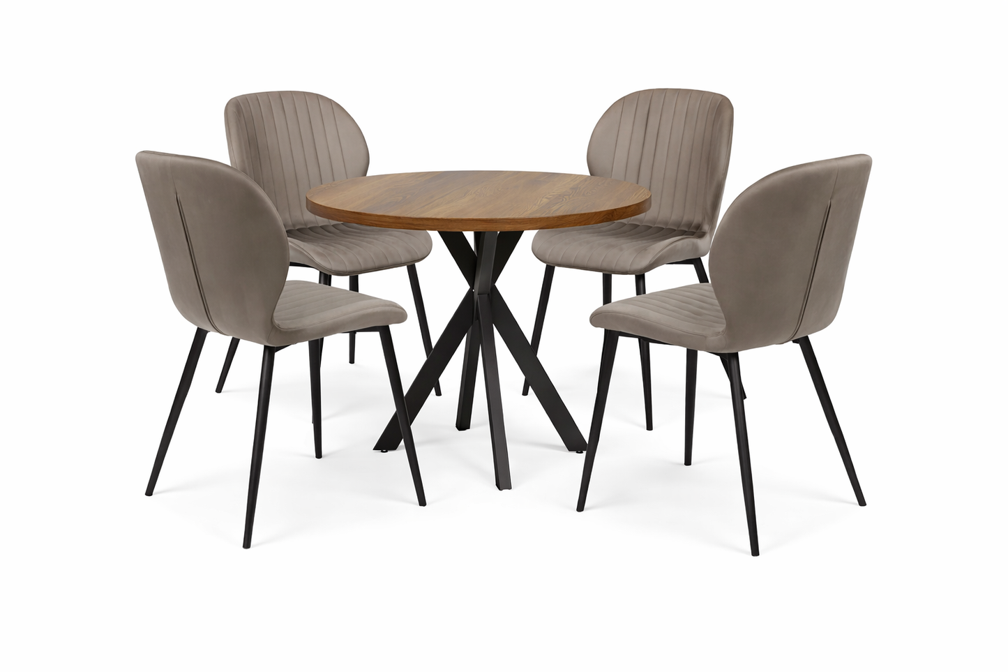 Къргла Маса Вега Орех с4 стола Естера