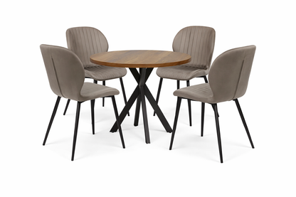 Къргла Маса Вега Орех с4 стола Естера