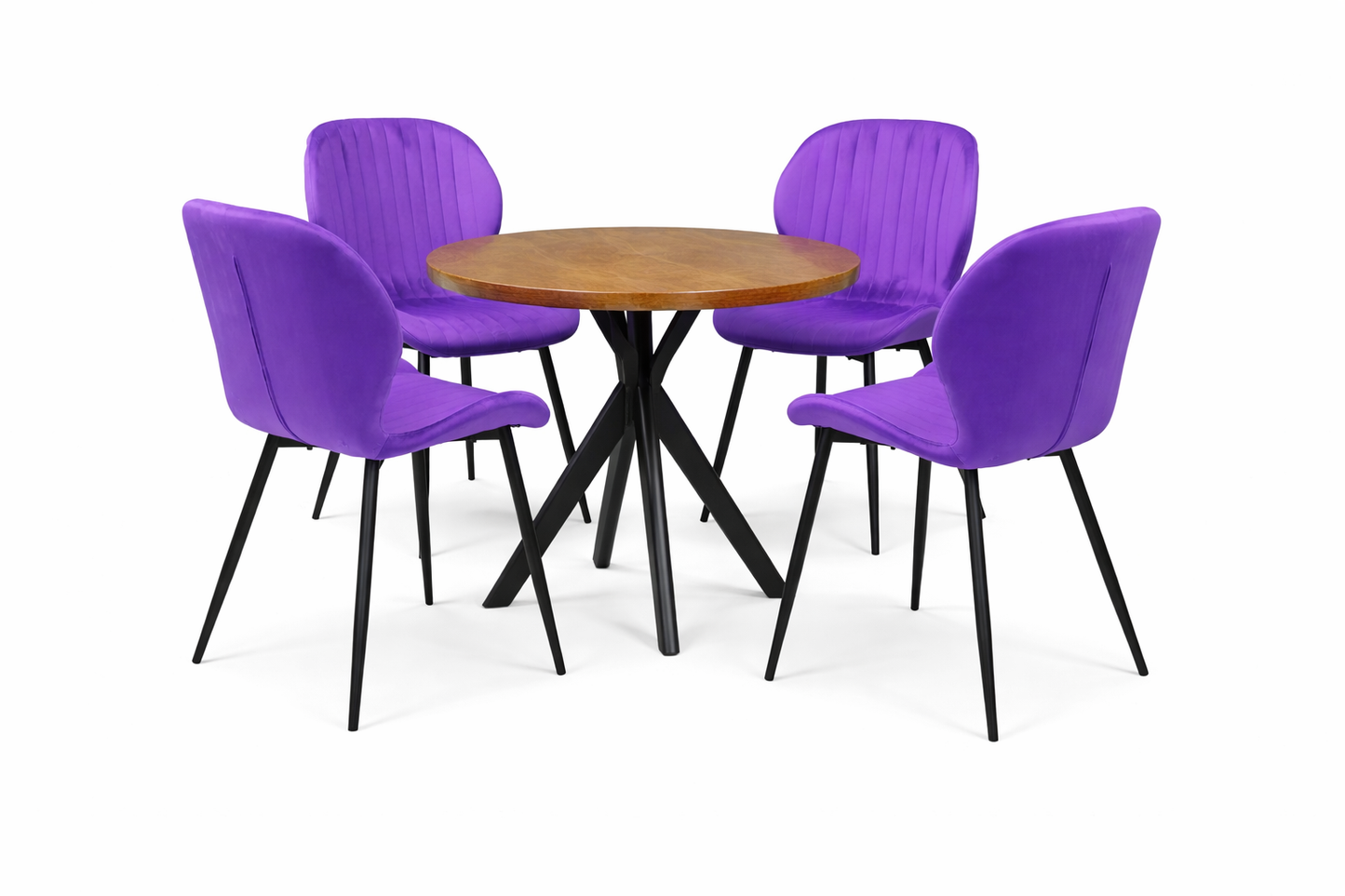 Къргла Маса Вега Орех с4 стола Естера