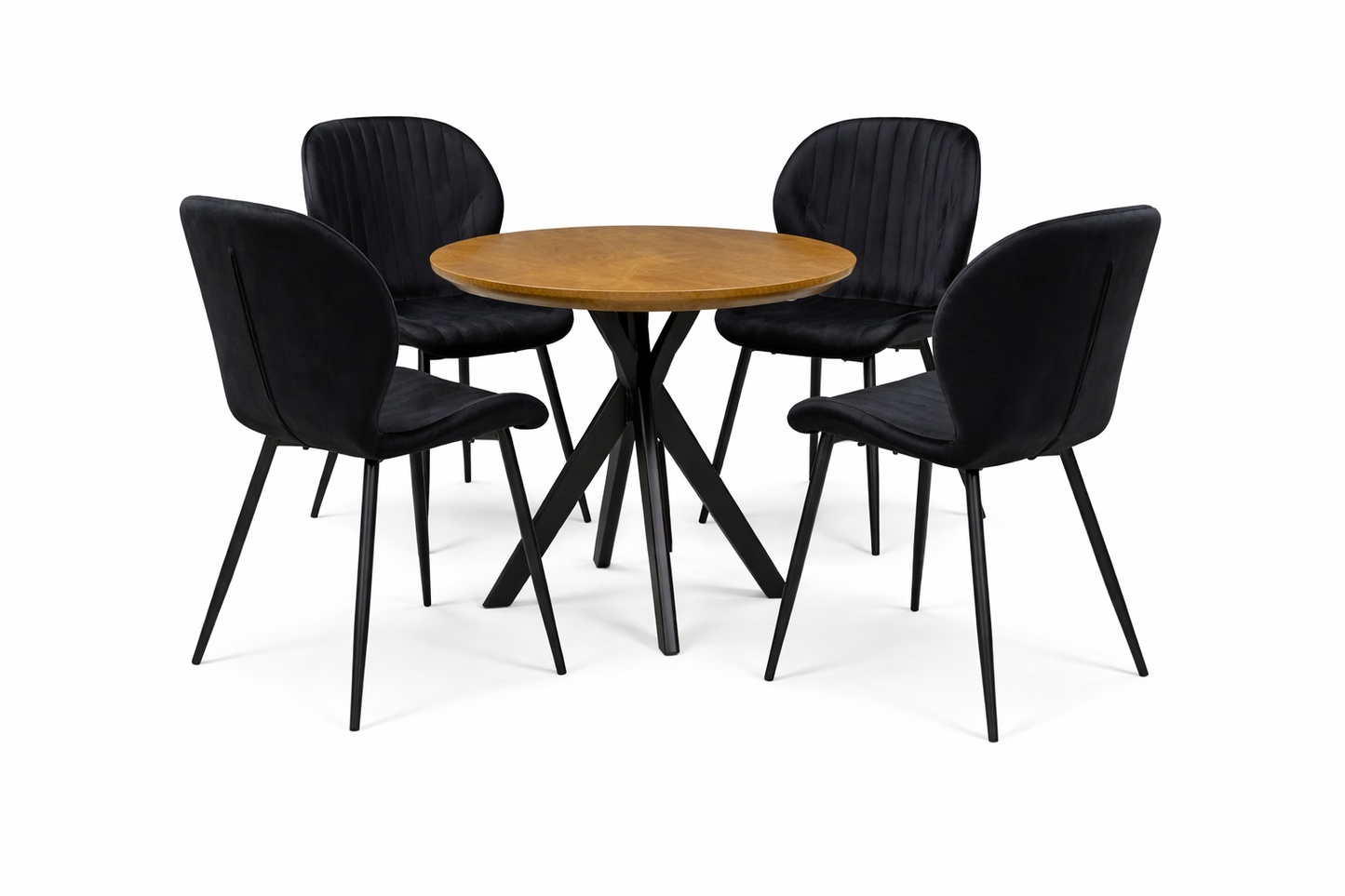 Къргла Маса Вега Орех с4 стола Естера