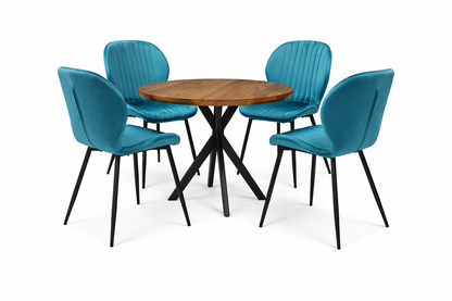 Къргла Маса Вега Орех с4 стола Естера