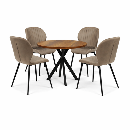 Къргла Маса Вега Орех с4 стола Естера