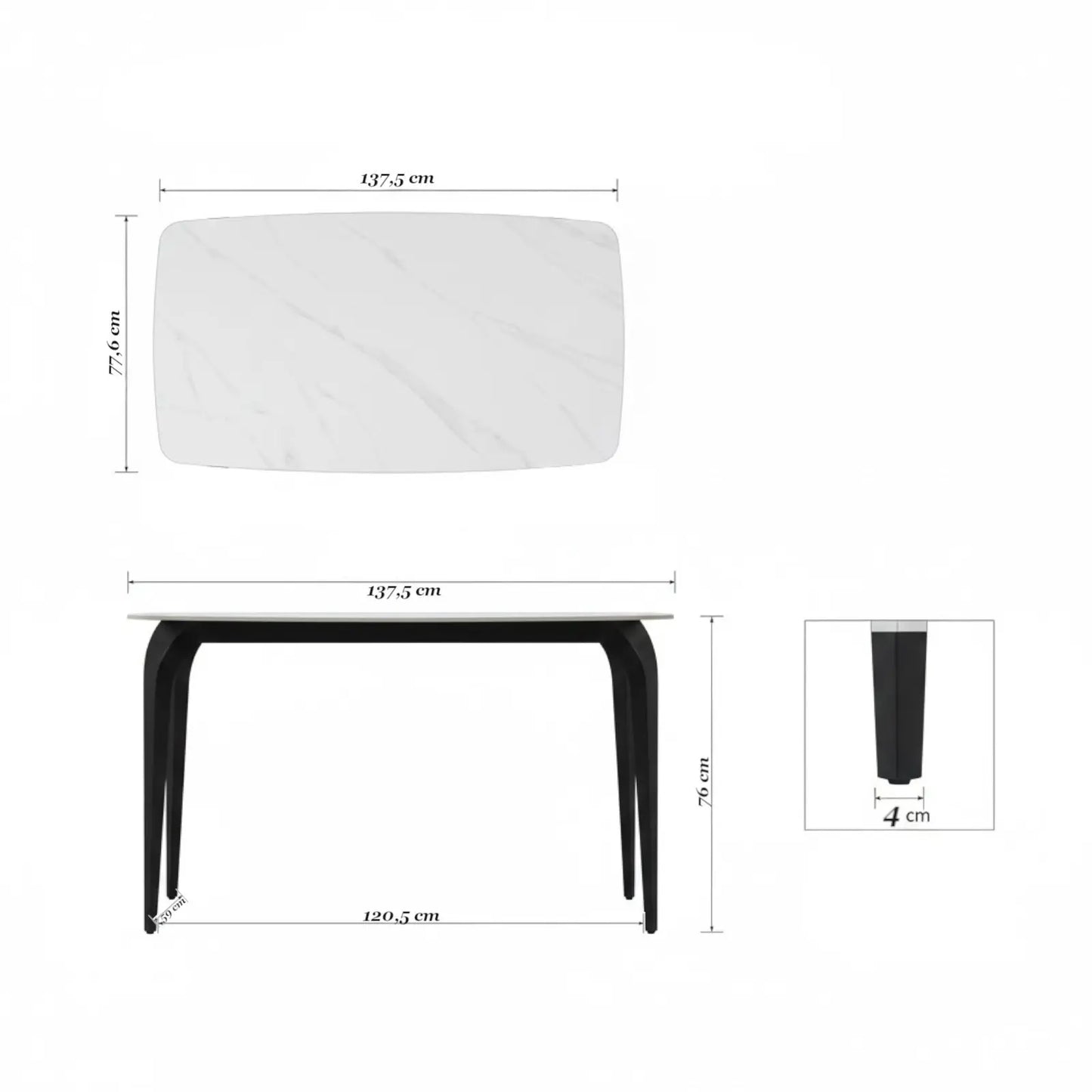 Маса Stone Бял мрамор