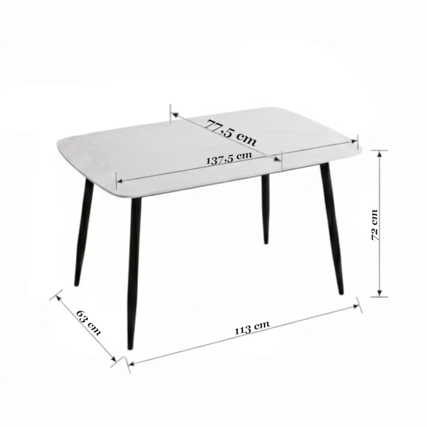 Комплект фиксирана маса Atlas  Сив Мрамор с 4 стола Velto