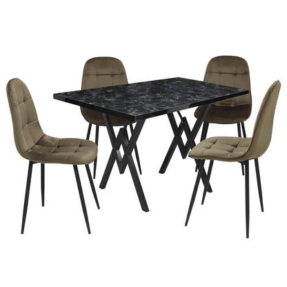 Маса Стела Черен Мрамор с4 Стола Livo