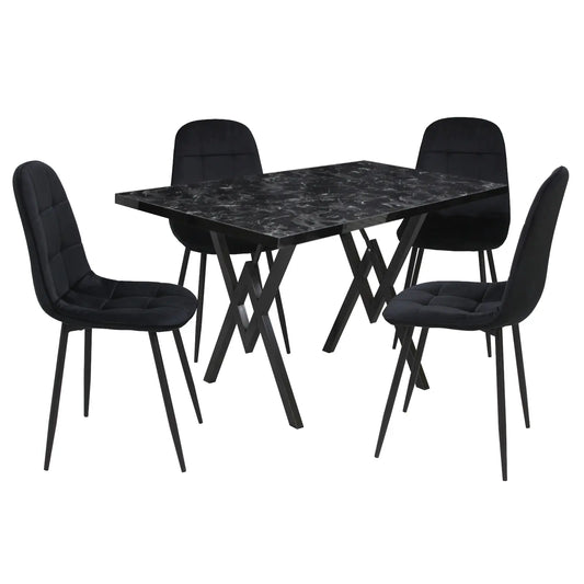 Маса Стела Черен Мрамор с4 Стола Livo