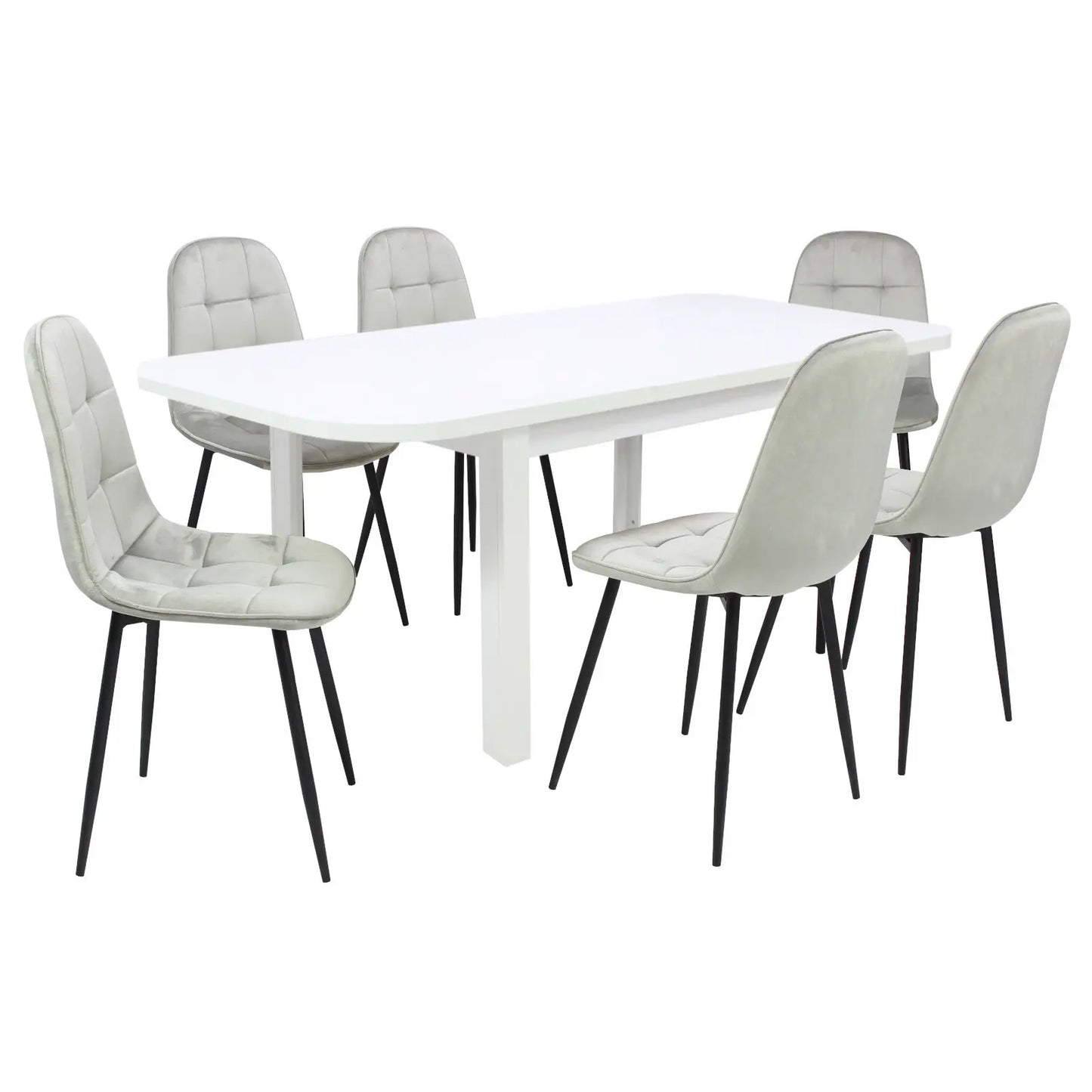 Разтегателна Маса Рома Бял с6 Стола Livo