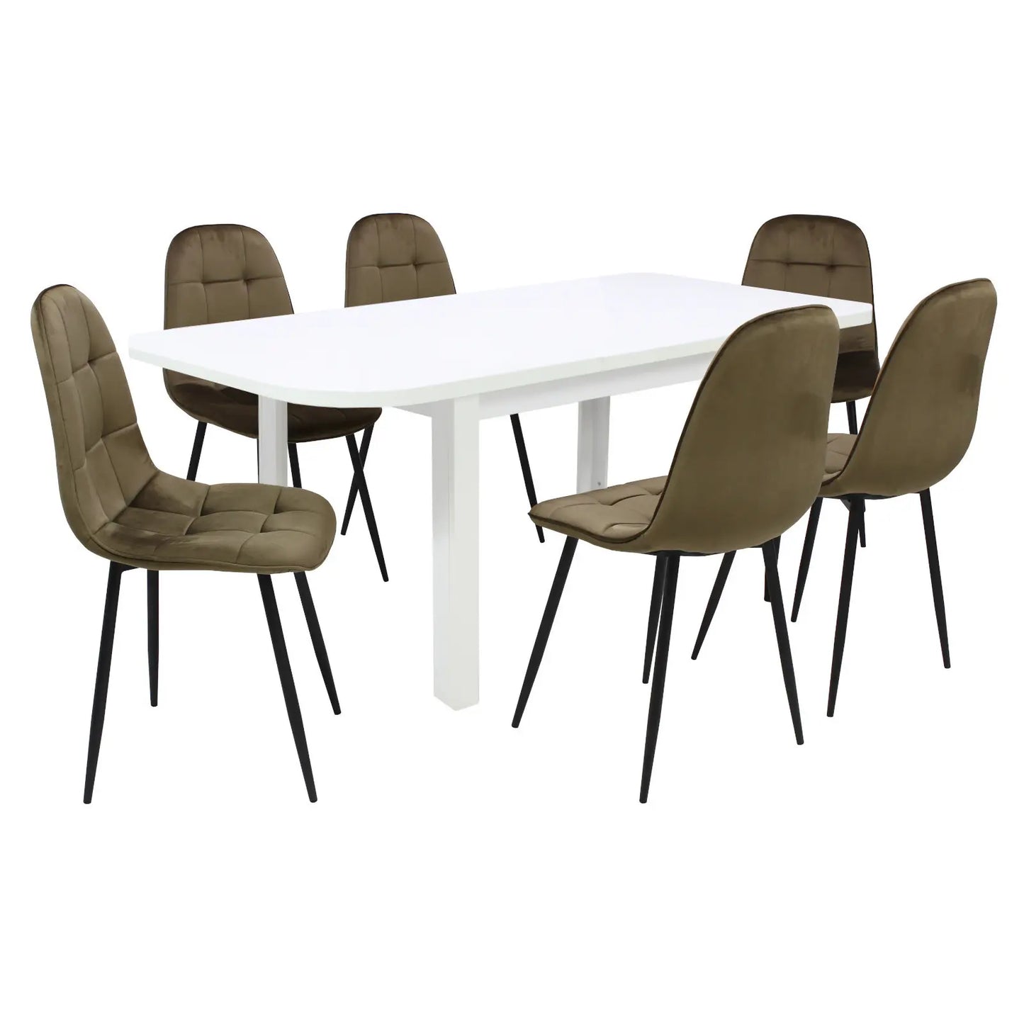 Разтегателна Маса Рома Бял с6 Стола Livo