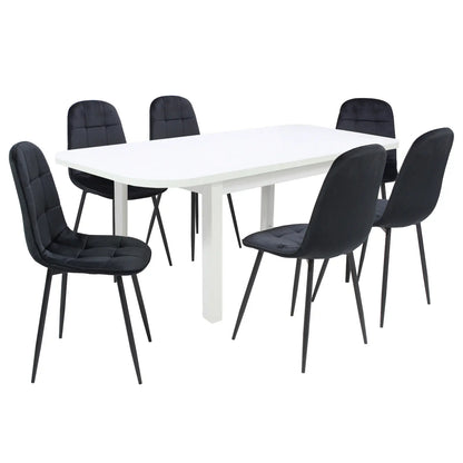 Разтегателна Маса Рома Бял с6 Стола Livo