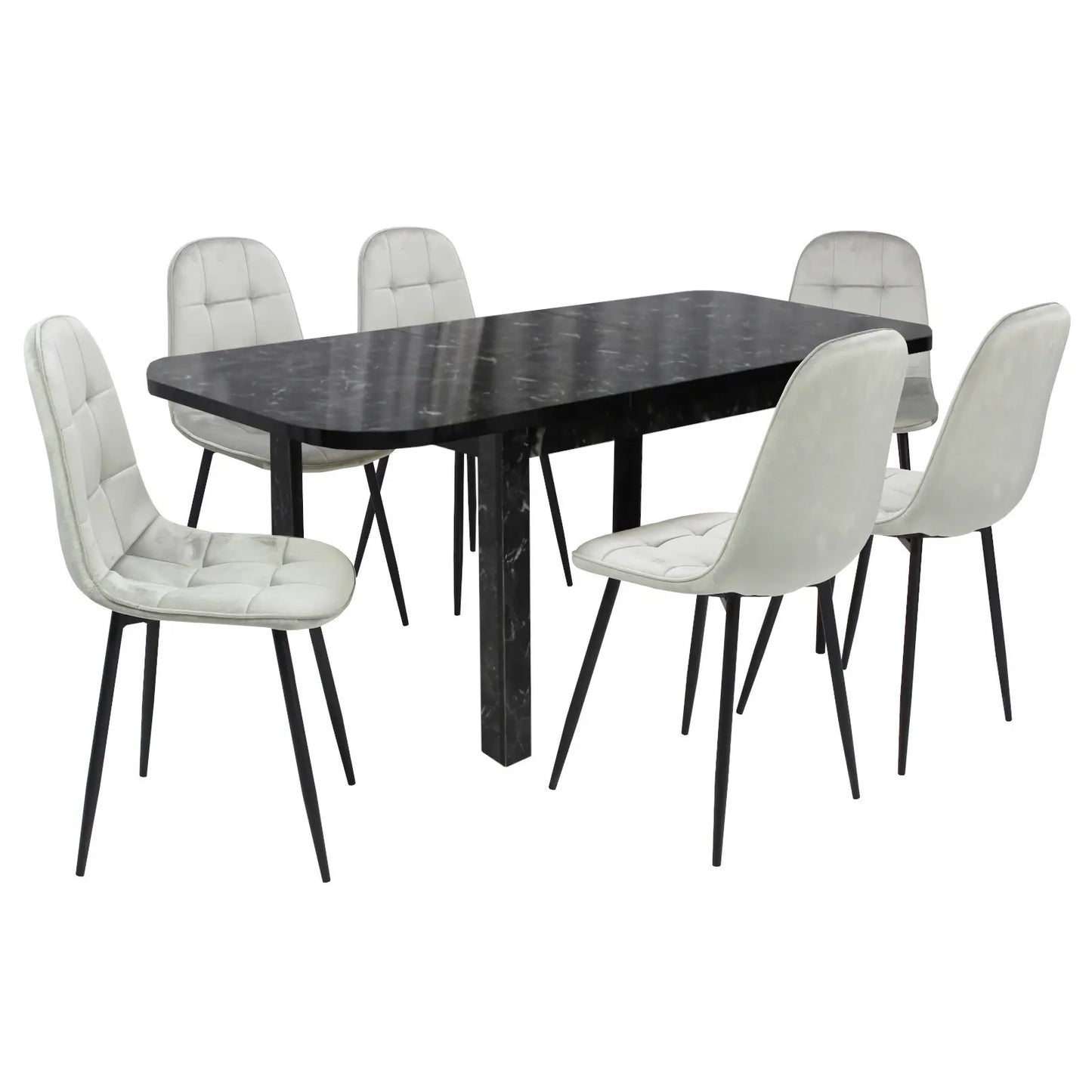 Разтегателна Маса Рома Черен Мрамор с6 Стола Livo