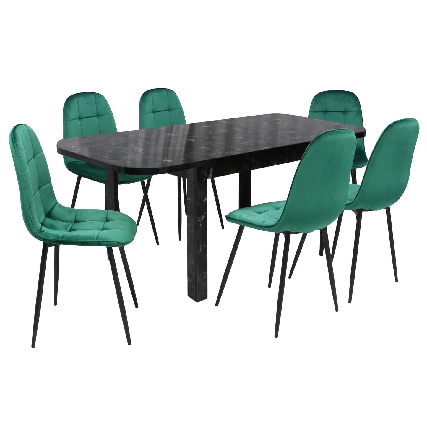 Разтегателна Маса Рома Черен Мрамор с6 Стола Livo