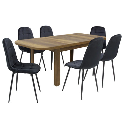 Разтегателна Маса Рома Орех с6 Стола Livo