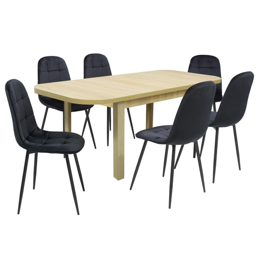 Разтегателна Маса Рома Дъб Сонома с6 Стола Livo