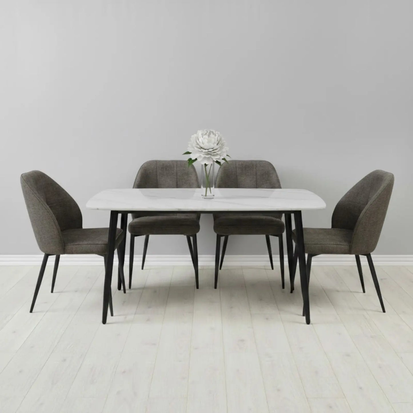 Комплект фиксирана маса Atlas Бял Мрамор с 4 стола Velto