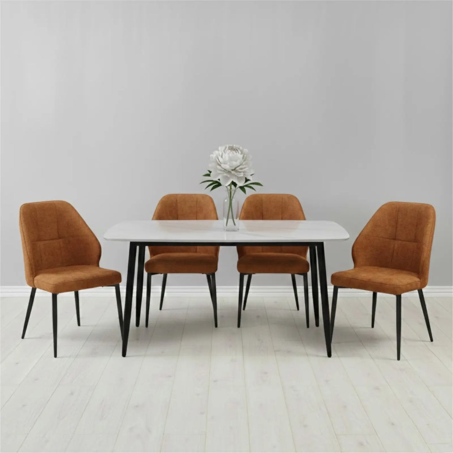 Комплект фиксирана маса Atlas Бял Мрамор с 4 стола Velto