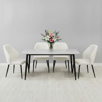 Комплект фиксирана маса Atlas Бял Мрамор с 4 стола Velto