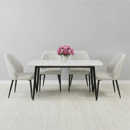 Комплект фиксирана маса Atlas Бял Мрамор с 4 стола Velto