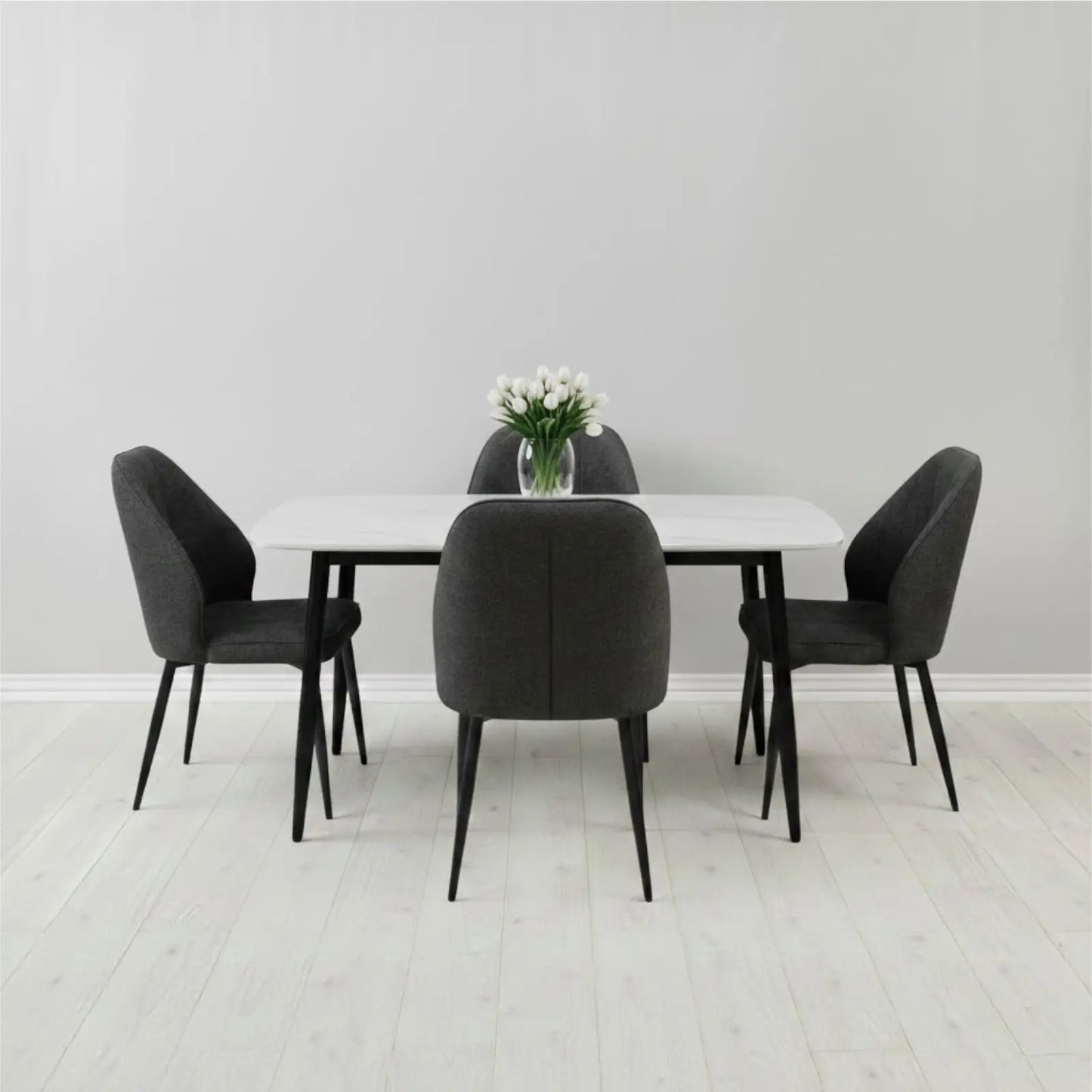 Комплект фиксирана маса Atlas Бял Мрамор с 4 стола Velto