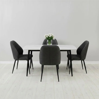 Комплект фиксирана маса Atlas Бял Мрамор с 4 стола Velto