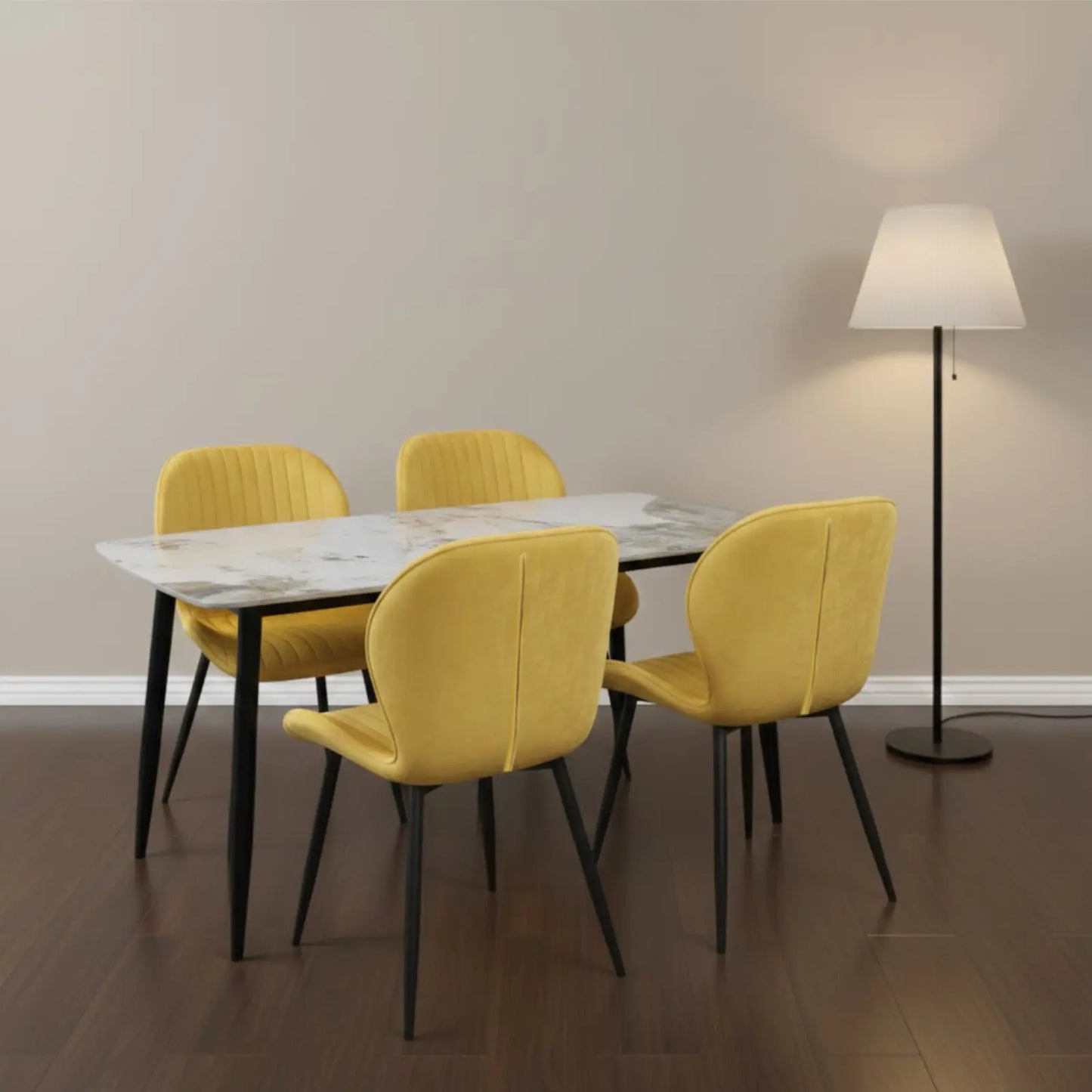 Комплект трапезна маса Atlas кафяв мрамор с4 стола Естера