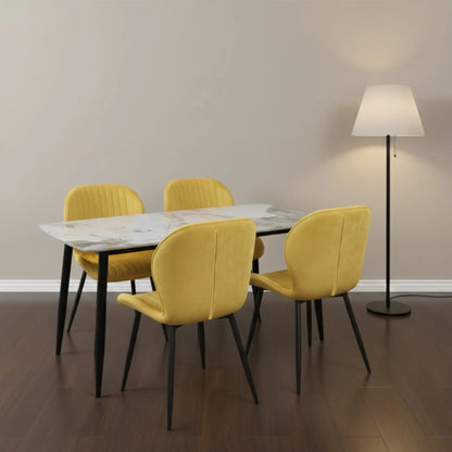 Комплект трапезна маса Atlas кафяв мрамор с4 стола Естера