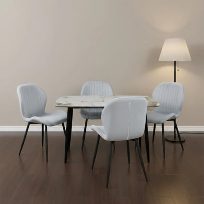 Комплект трапезна маса Atlas кафяв мрамор с4 стола Естера