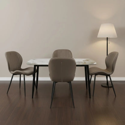 Комплект трапезна маса Atlas кафяв мрамор с4 стола Естера