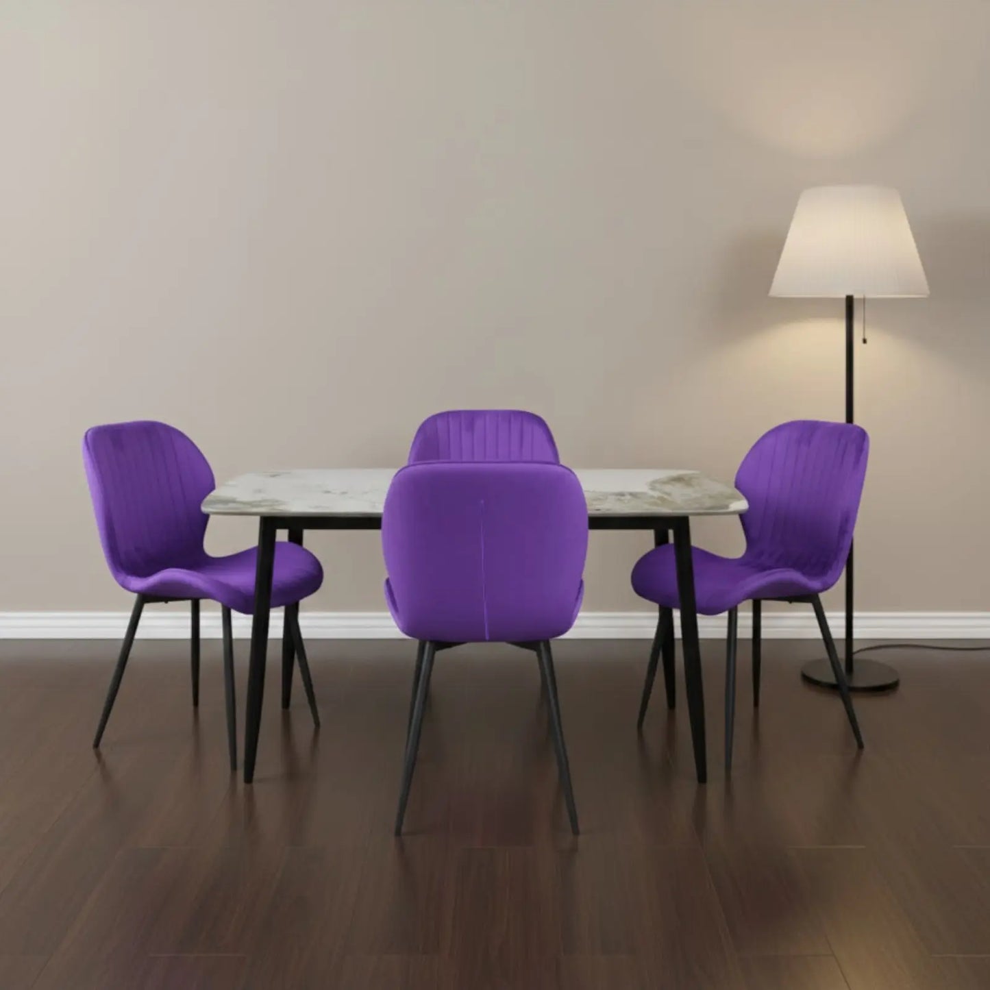 Комплект трапезна маса Atlas кафяв мрамор с4 стола Естера