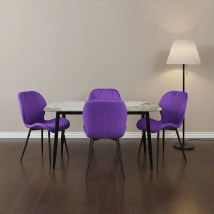 Комплект трапезна маса Atlas кафяв мрамор с4 стола Естера