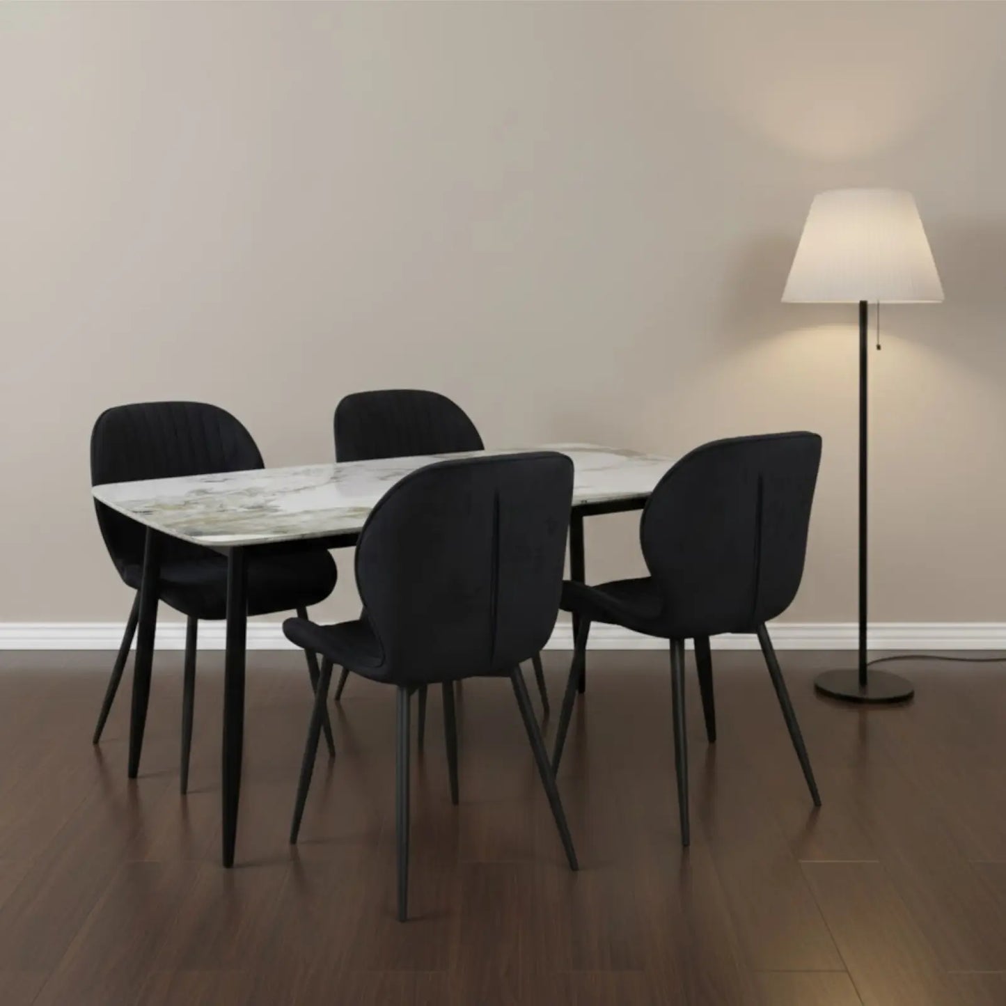 Комплект трапезна маса Atlas кафяв мрамор с4 стола Естера