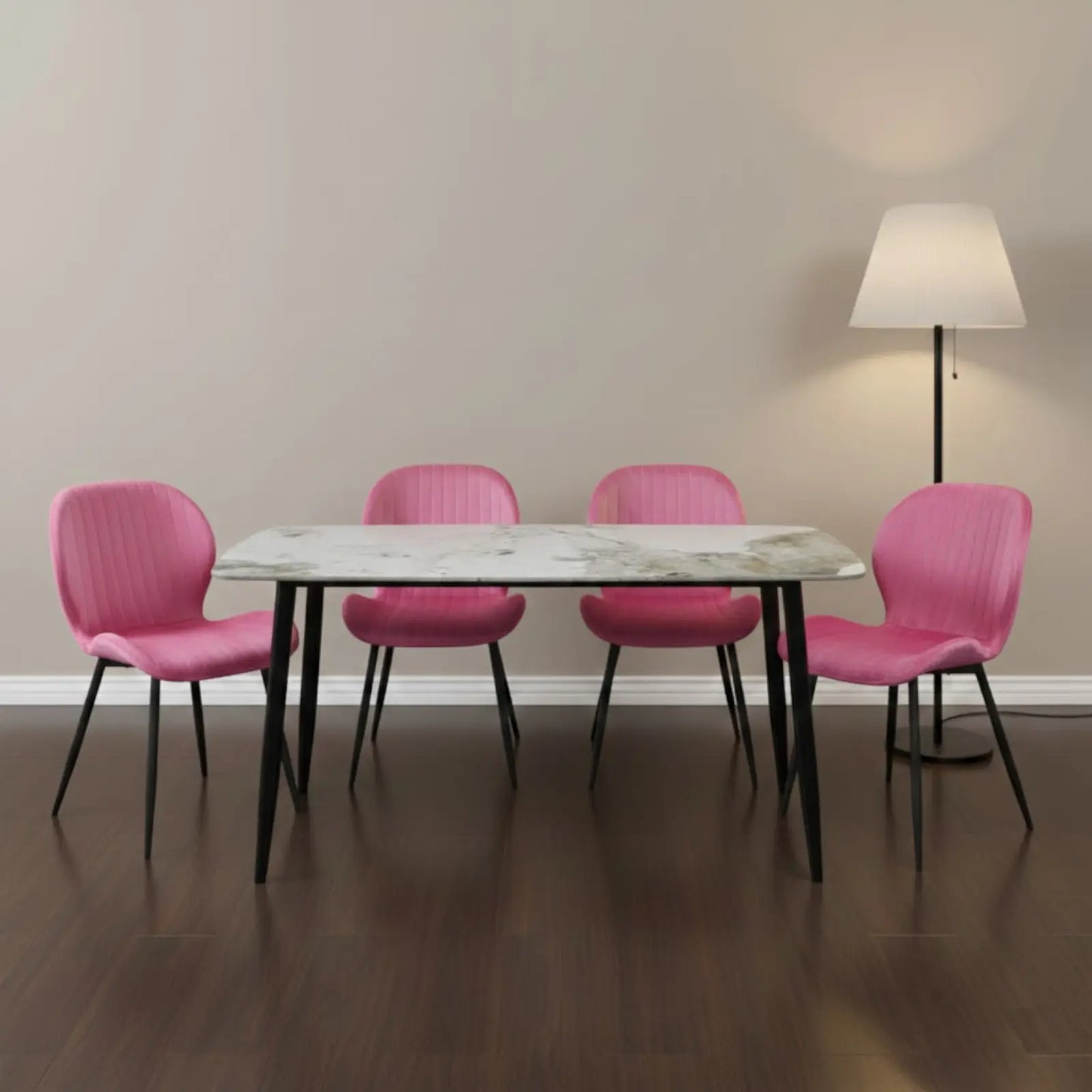 Комплект трапезна маса Atlas кафяв мрамор с4 стола Естера