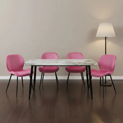 Комплект трапезна маса Atlas кафяв мрамор с4 стола Естера