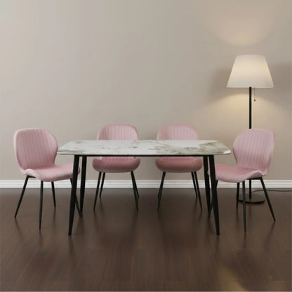 Комплект трапезна маса Atlas кафяв мрамор с4 стола Естера