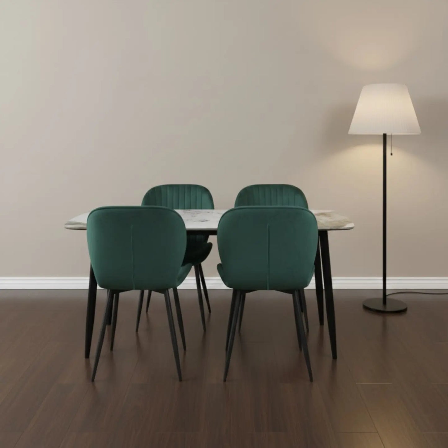 Комплект трапезна маса Atlas кафяв мрамор с4 стола Естера