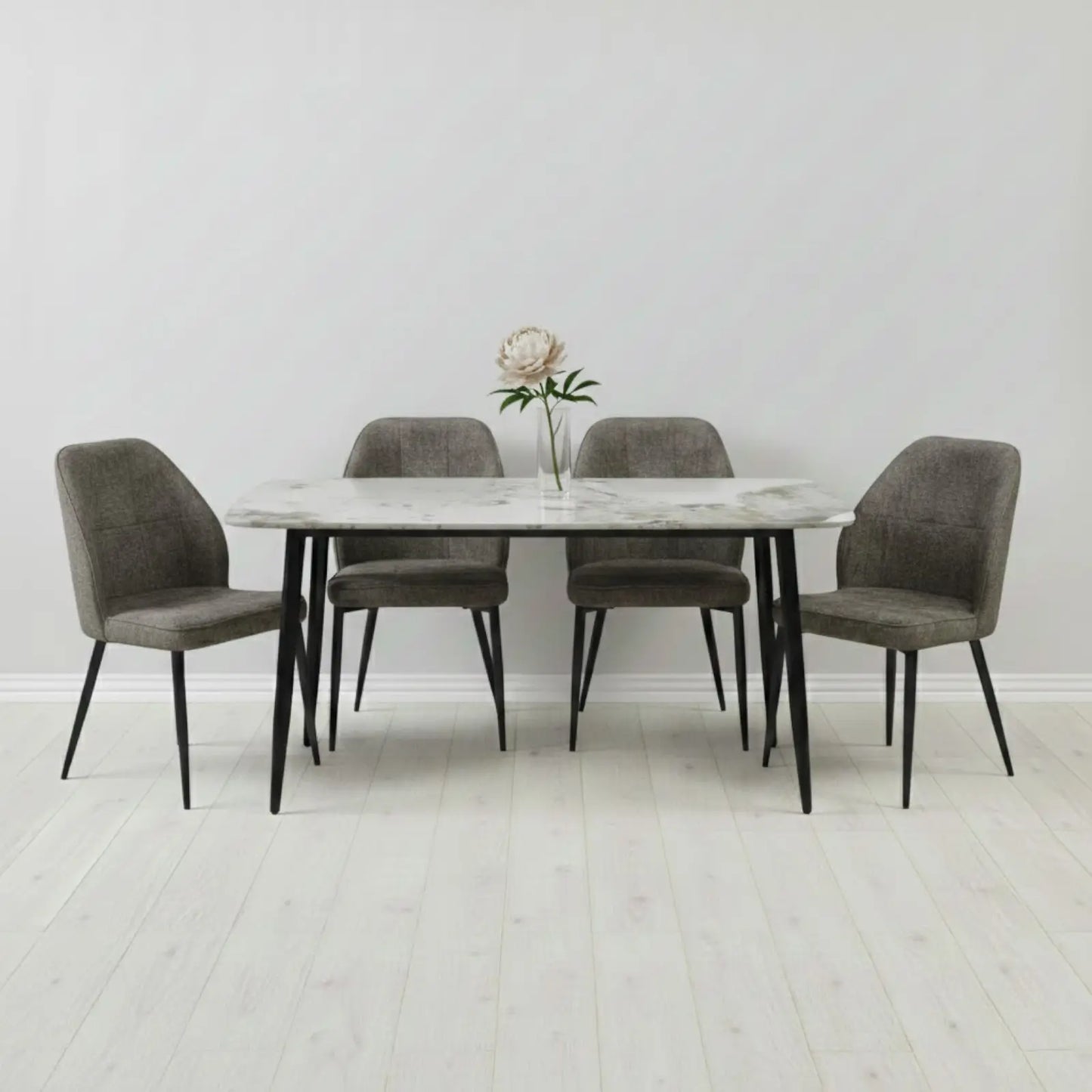 Комплект фиксирана маса Atlas Кафяв Мрамор с 4 стола Velto