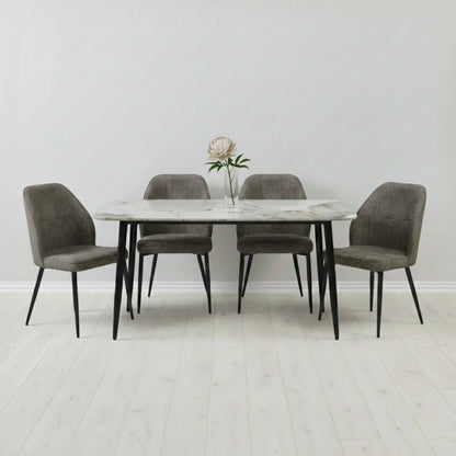 Комплект фиксирана маса Atlas Кафяв Мрамор с 4 стола Velto