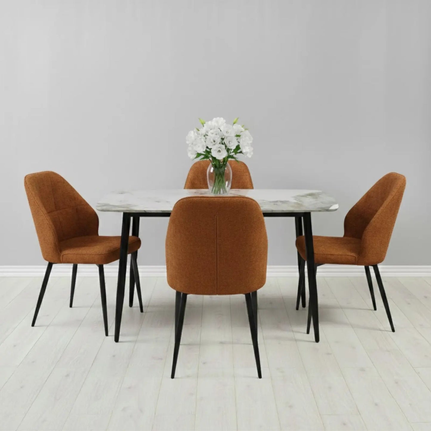 Комплект фиксирана маса Atlas Кафяв Мрамор с 4 стола Velto