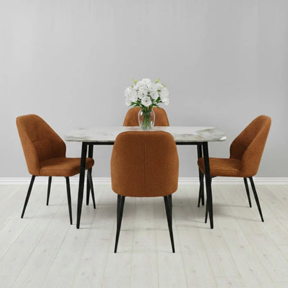 Комплект фиксирана маса Atlas Кафяв Мрамор с 4 стола Velto