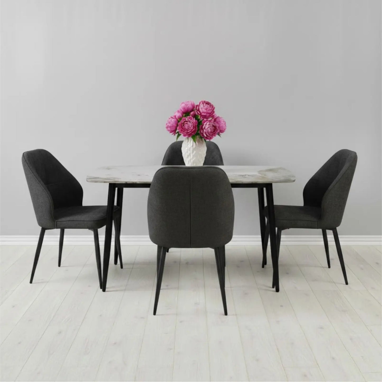 Комплект фиксирана маса Atlas Кафяв Мрамор с 4 стола Velto